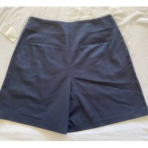 So Cute! Retro Vibe 1901 Stretch Cotton High Waisted Shorts Side Zipper 4 Navy